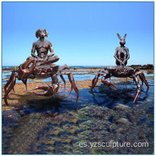 Al aire libre, gran, Extracto, mar, vida, bronce, cangrejo, Escultura